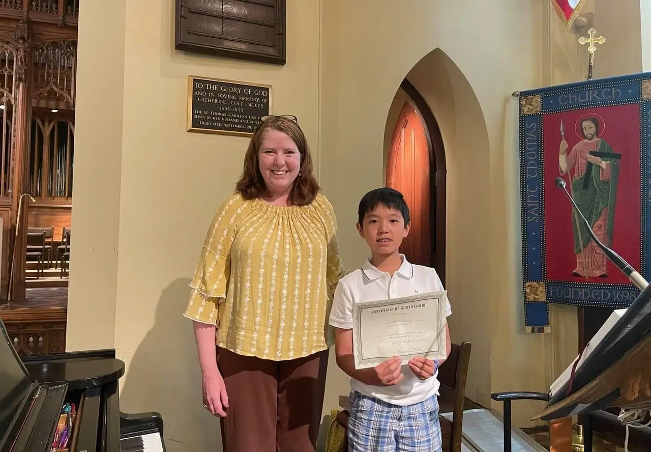 Laurel and one of her students at Laurel Tinney School of Piano